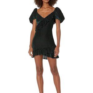 House of Harlow x Revolve Medinah Mini Dress Puff Sleeve Ruffle Velvet Sz MED
